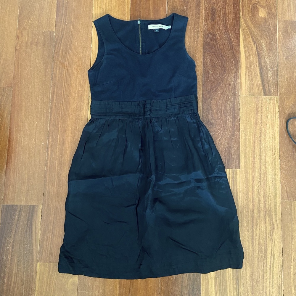 See By Chloe, Mini Silk Black Dress, size 2